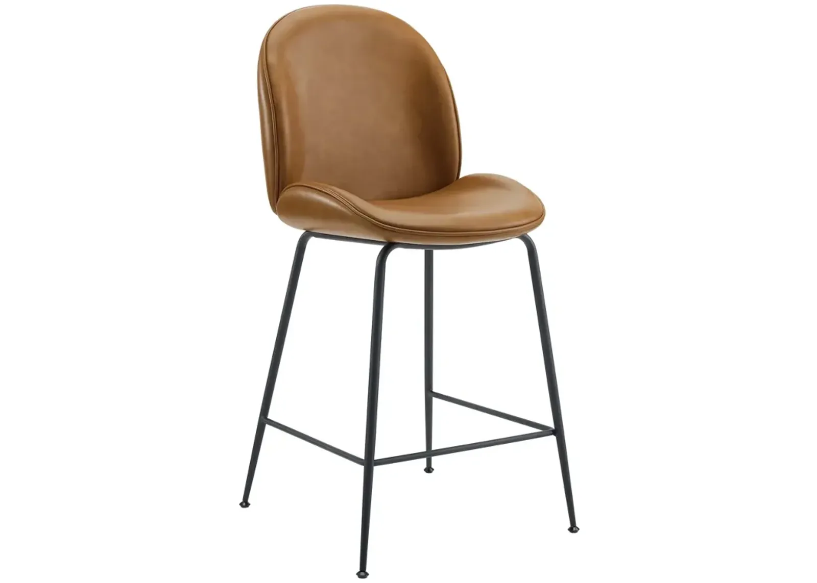 Scoop Black Powder Coated Steel Leg Vegan Leather Counter Stool