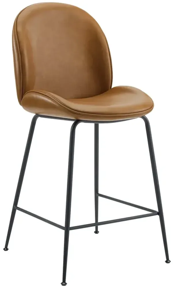 Scoop Black Powder Coated Steel Leg Vegan Leather Counter Stool