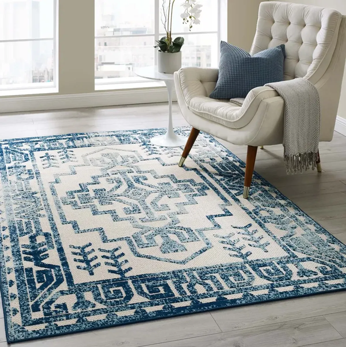 Reflect Nyssa Distressed Geometric Southwestern Aztec 5x8 Indoor/Outdoor Area Rug