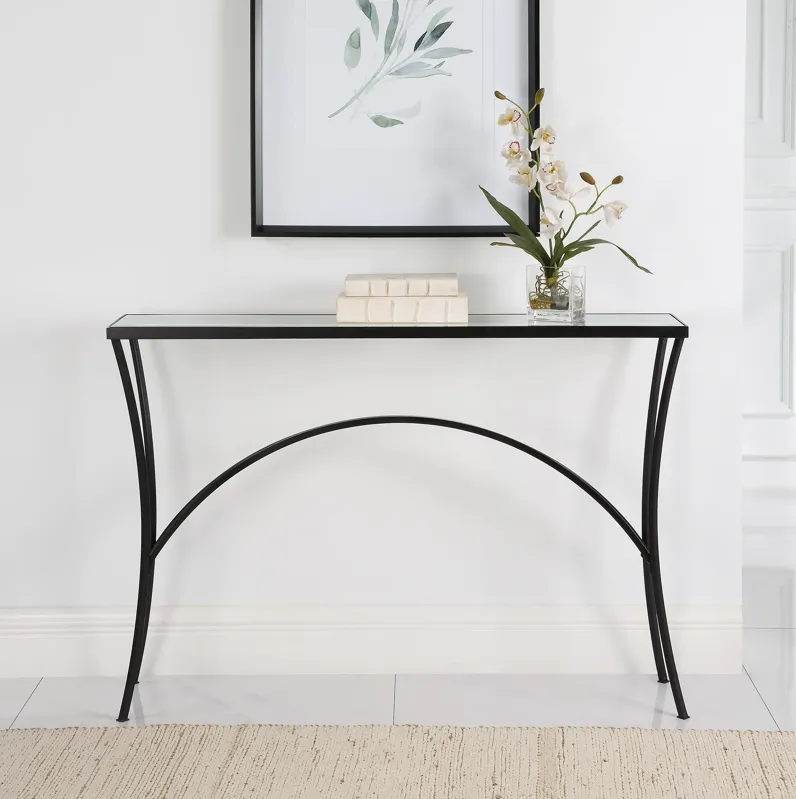 Alayna Black Metal & Glass Console Table