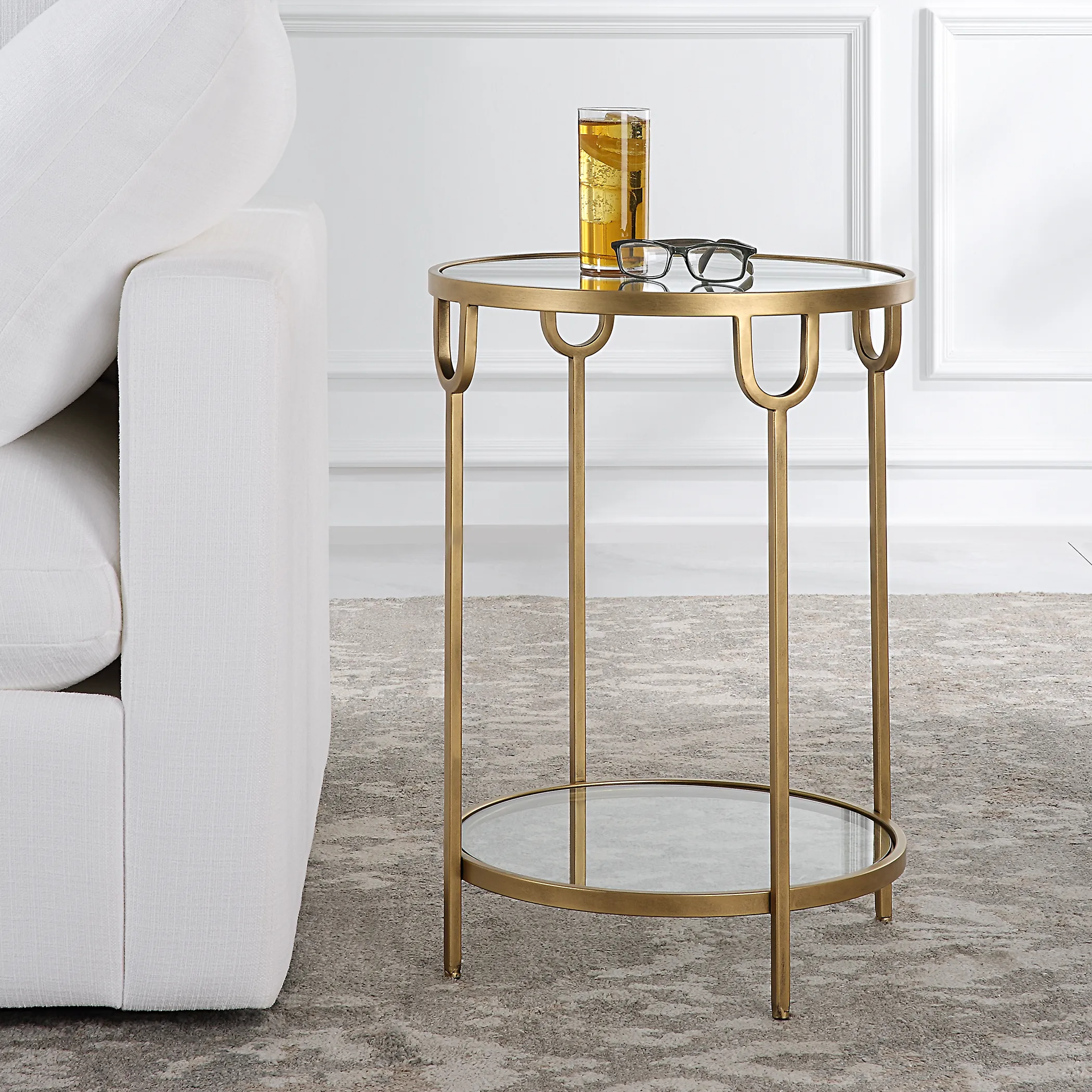 Antique Gold Finish End Tables