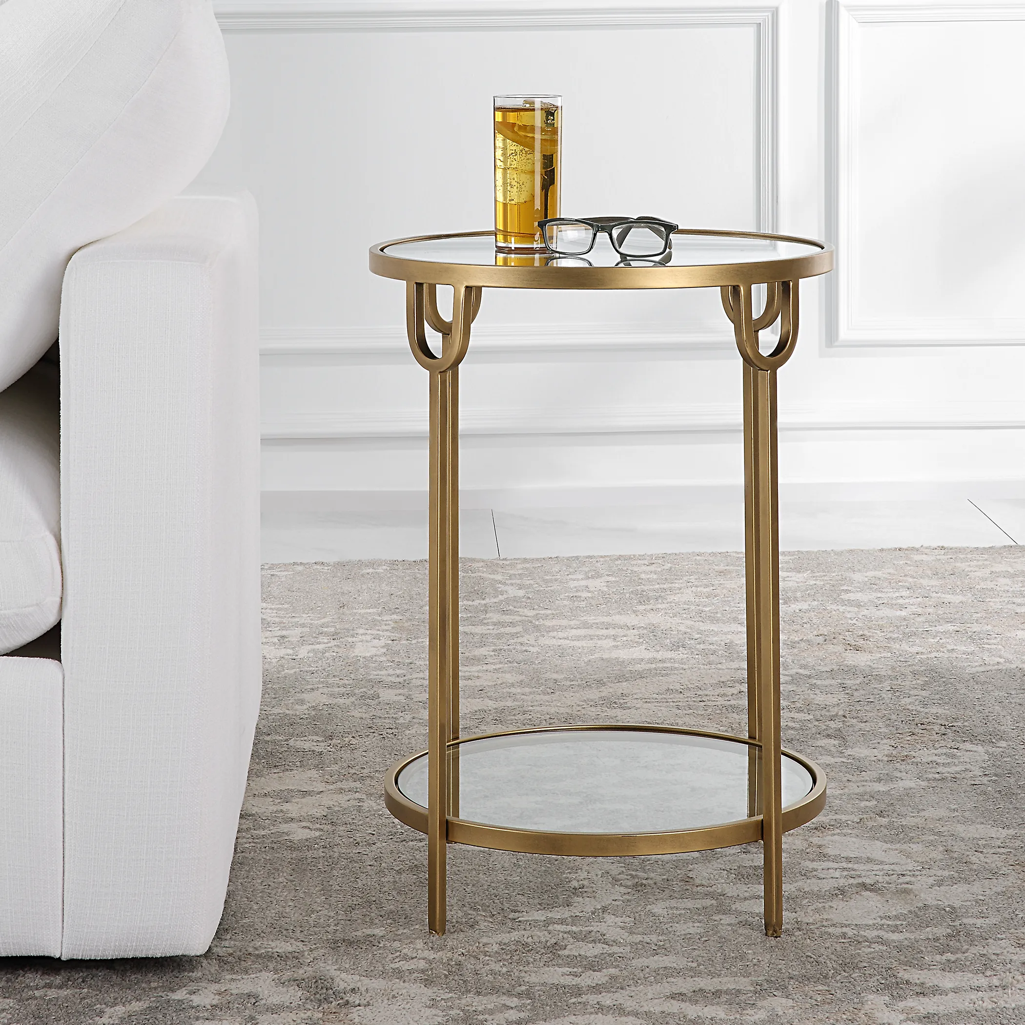 Antique Gold Finish End Tables