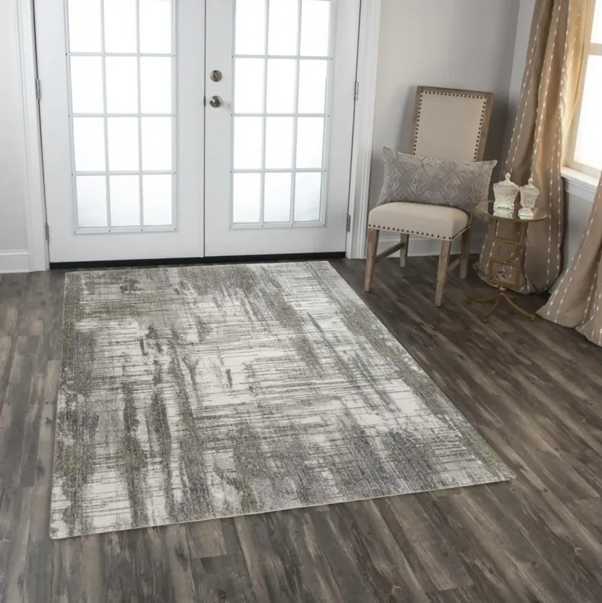 Anatolia Gray Abstract Recycled Polyester 5'2" x 7'9" Rectangle Rug