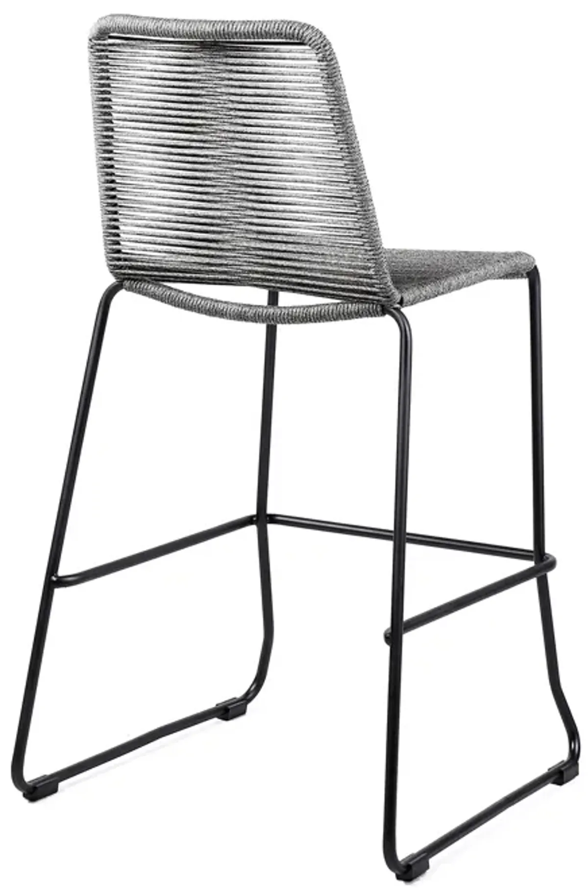 Shasta 30" Outdoor Metal and Grey Rope Stackable Barstool - Set of 2