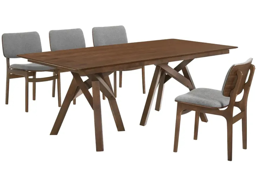 Cortina and Lima 5 Piece Walnut Rectangular Dining Set