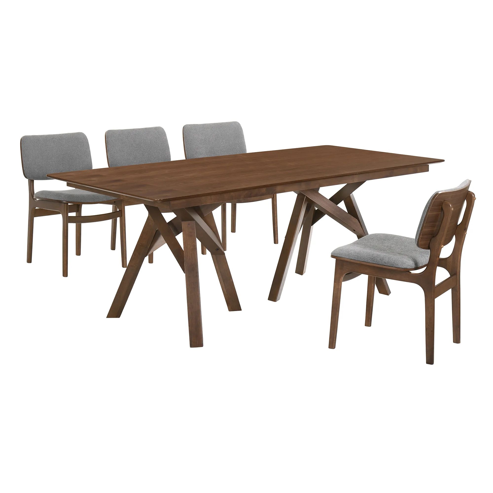 Cortina and Lima 5 Piece Walnut Rectangular Dining Set