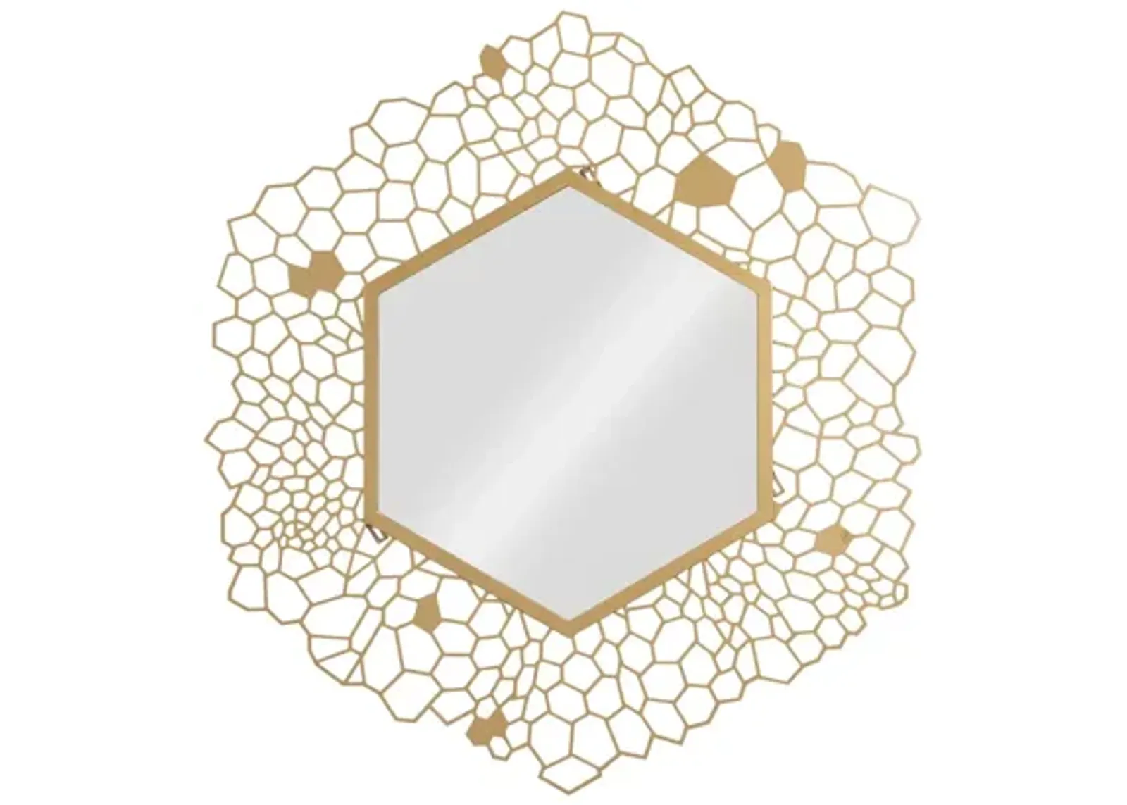 Hexagon Honeycomb Mirror Brass