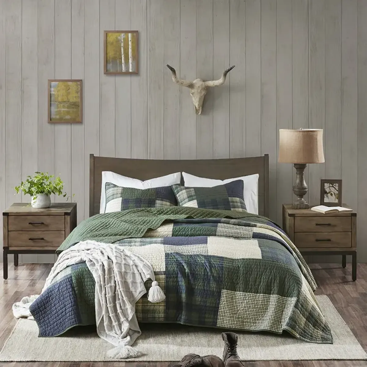 Woolrich Mill Creek Green Oversized Cotton Quilt Set