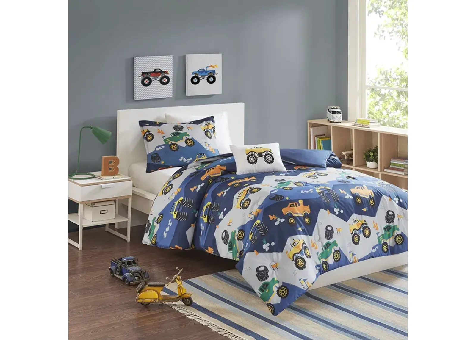 Mi Zone Kids Nash Blue Monster Truck Comforter Set