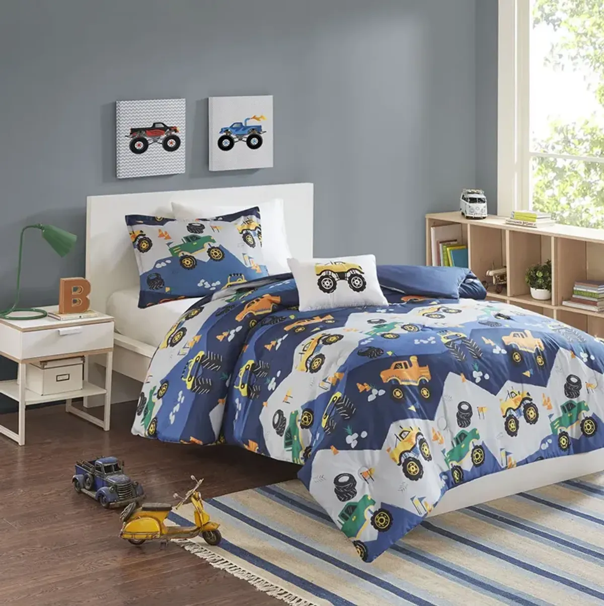 Mi Zone Kids Nash Blue Monster Truck Comforter Set