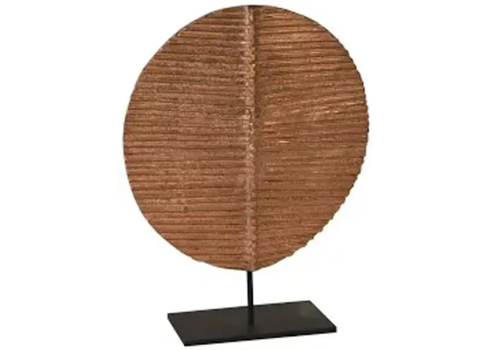 carved round leaf on metal stand, sm