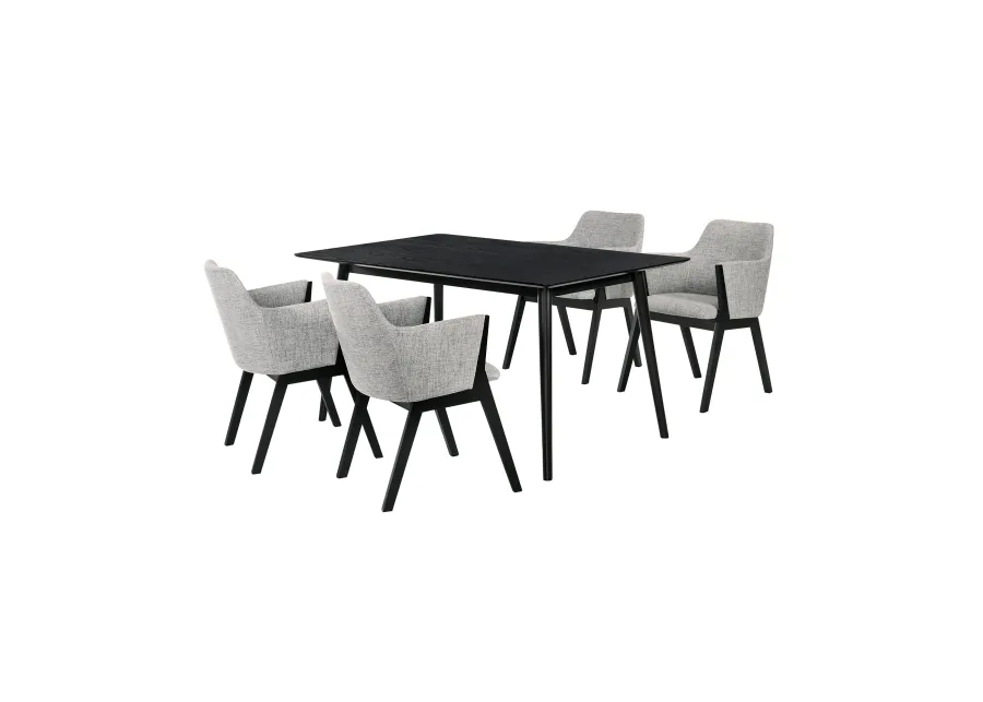 Westmont and Renzo Grey and Black 5 Piece Dining Set