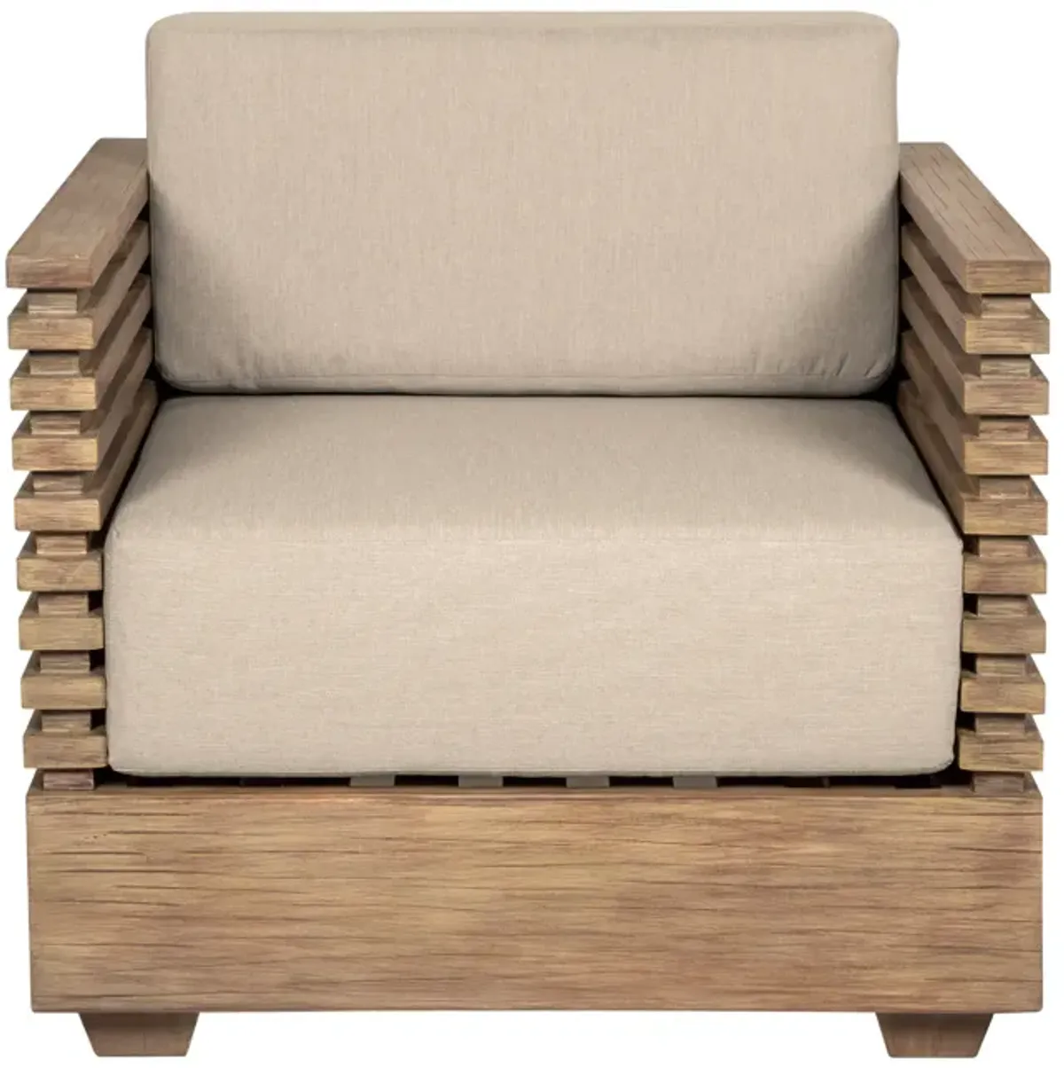 Vivid Outdoor Patio Chair in Light Eucalyptus Wood with Taupe Olefin Cushions