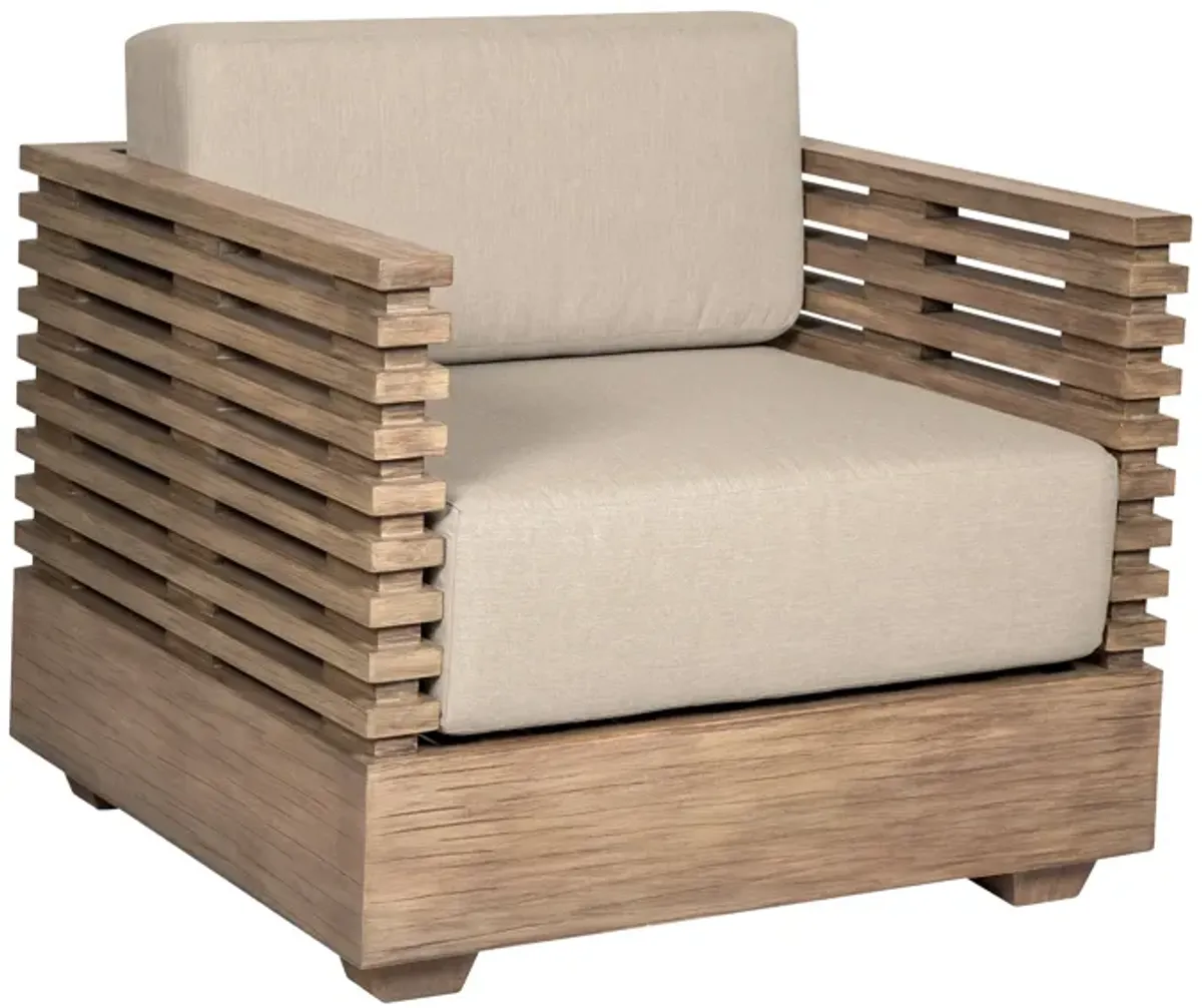 Vivid Outdoor Patio Chair in Light Eucalyptus Wood with Taupe Olefin Cushions