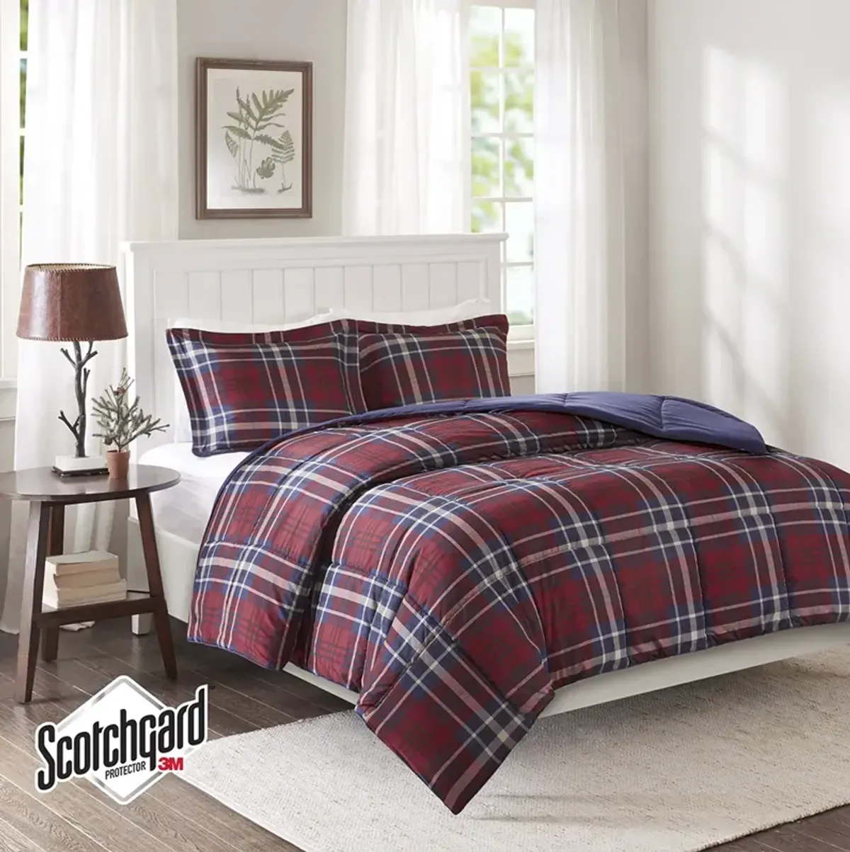 Madison Park Essentials Bernard Red 3M Scotchgard Down Alternative Comforter Mini Set