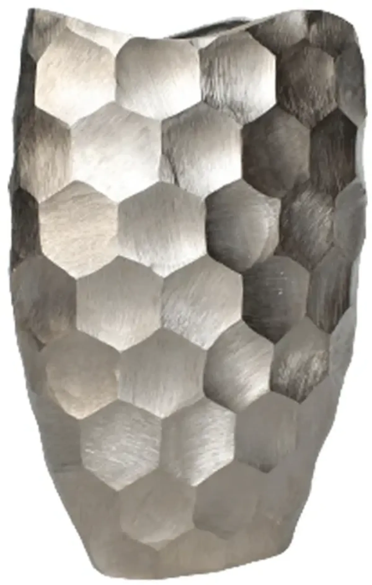 Metal, 20" Honeycomb Vase, Siver