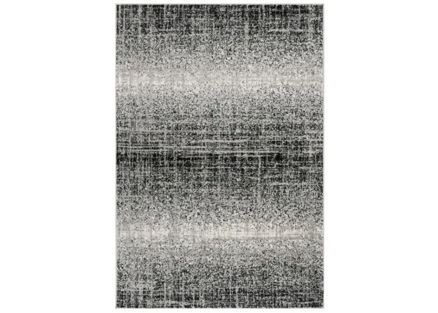 Adirondack Contemporary Silver / Black 2'-6" X 20' Powerloomed Rug