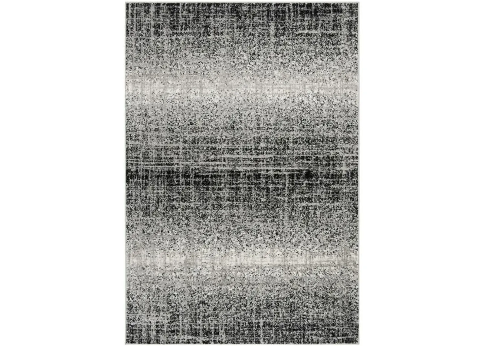 Adirondack Contemporary Silver / Black 2'-6" X 20' Powerloomed Rug