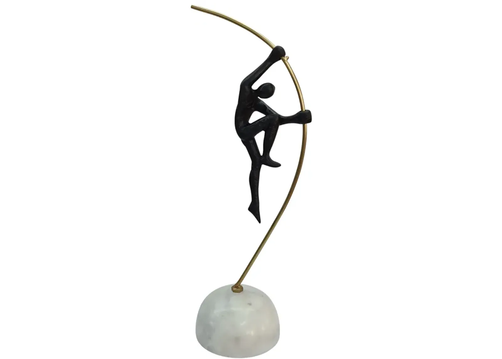 Metal, 16" Gymnast On Pole, Black/gold