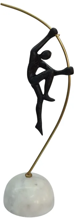 Metal, 16" Gymnast On Pole, Black/gold