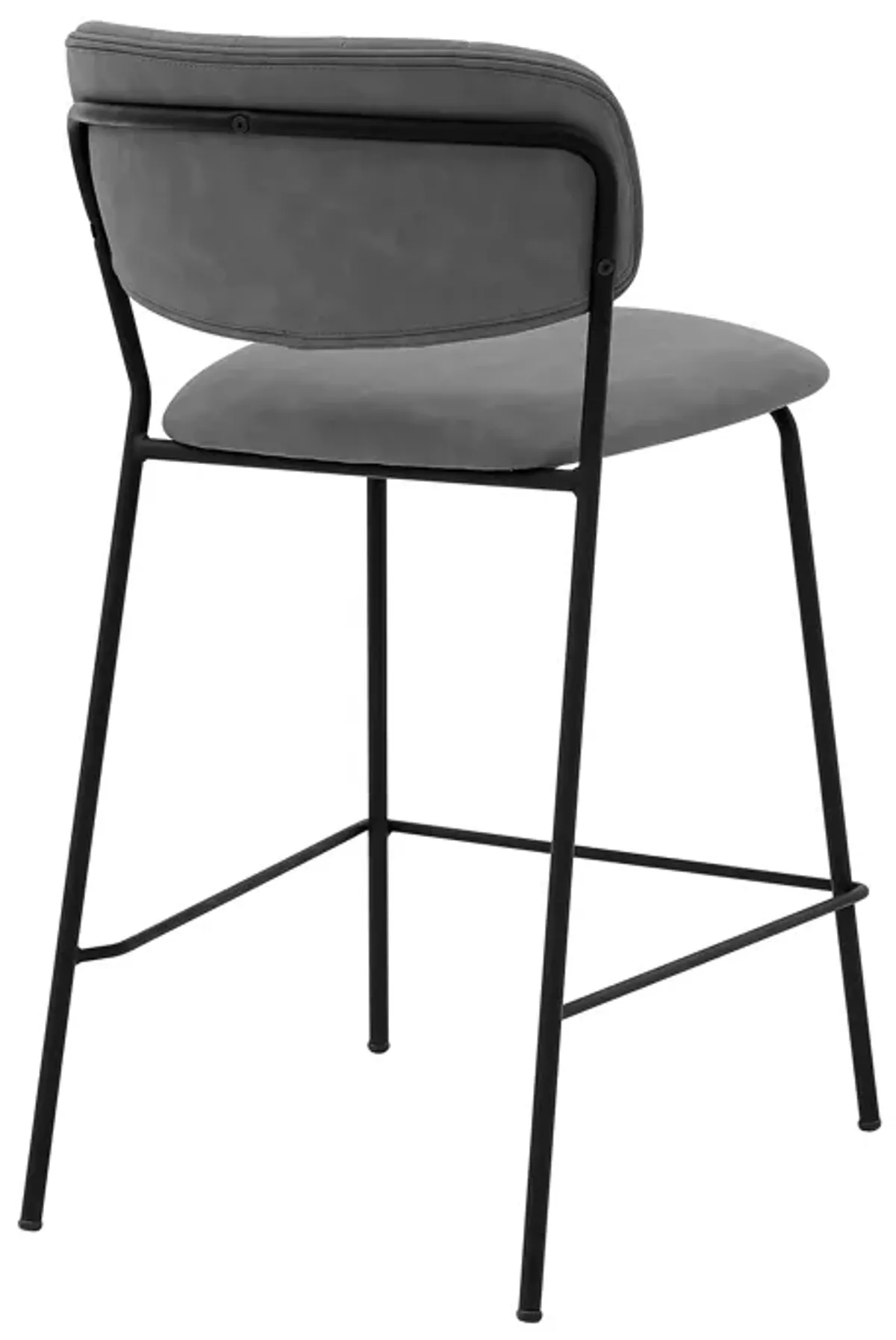 Carlo 26" Gray Faux Leather and Black Metal Counter Height Bar Stool