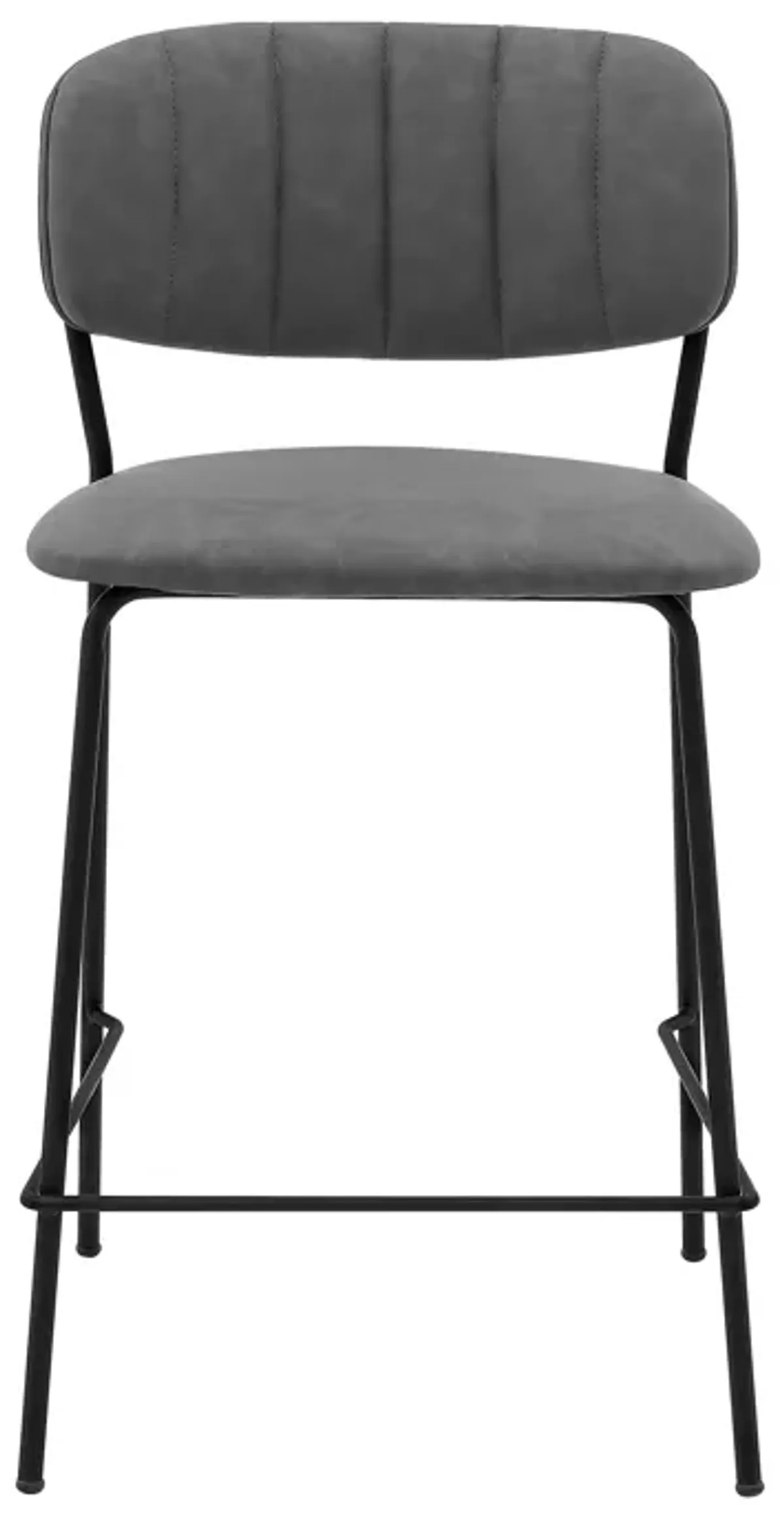 Carlo 26" Gray Faux Leather and Black Metal Counter Height Bar Stool