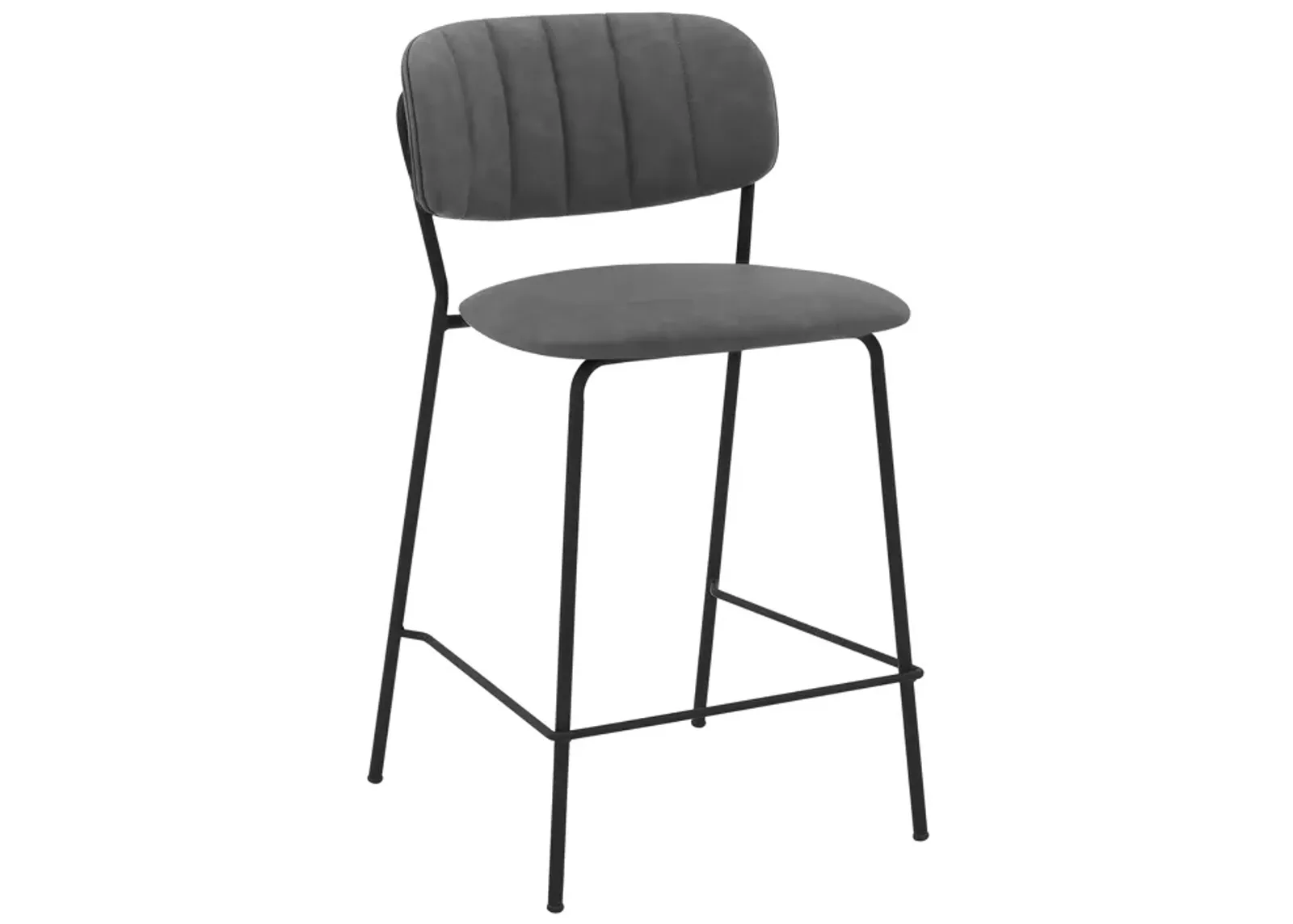 Carlo 26" Gray Faux Leather and Black Metal Counter Height Bar Stool