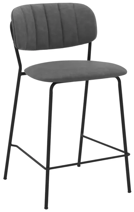 Carlo 26" Gray Faux Leather and Black Metal Counter Height Bar Stool