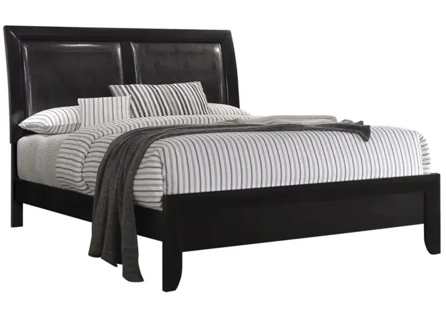 Briana California King Upholstered Panel Bed Black