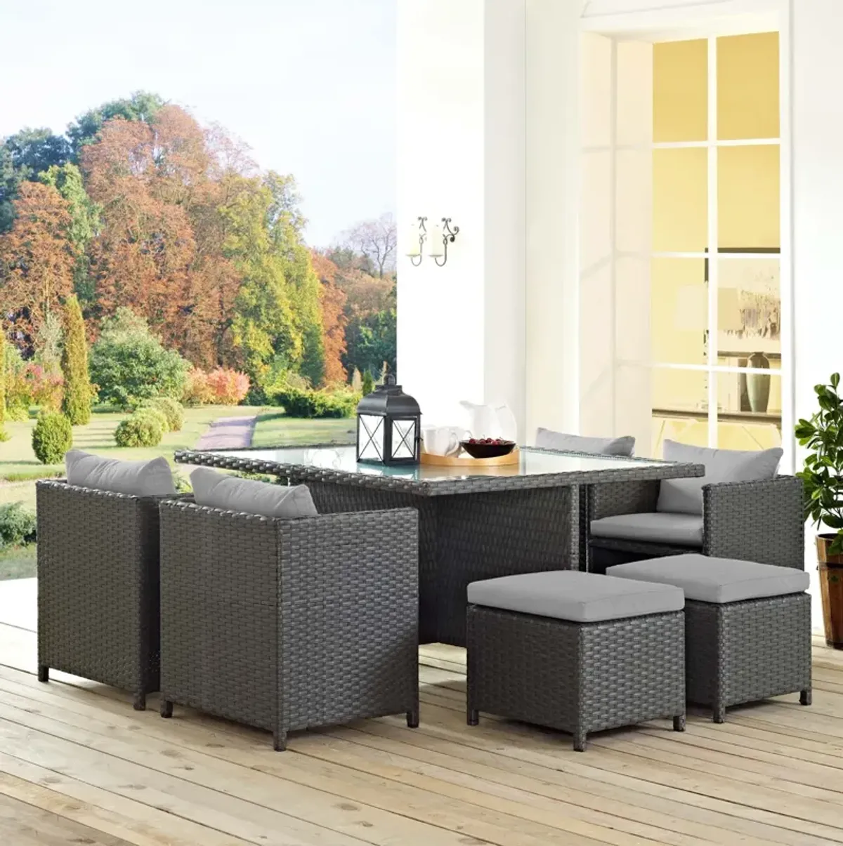 Sojourn 9-Piece Sunbrella Outdoor Dining Set