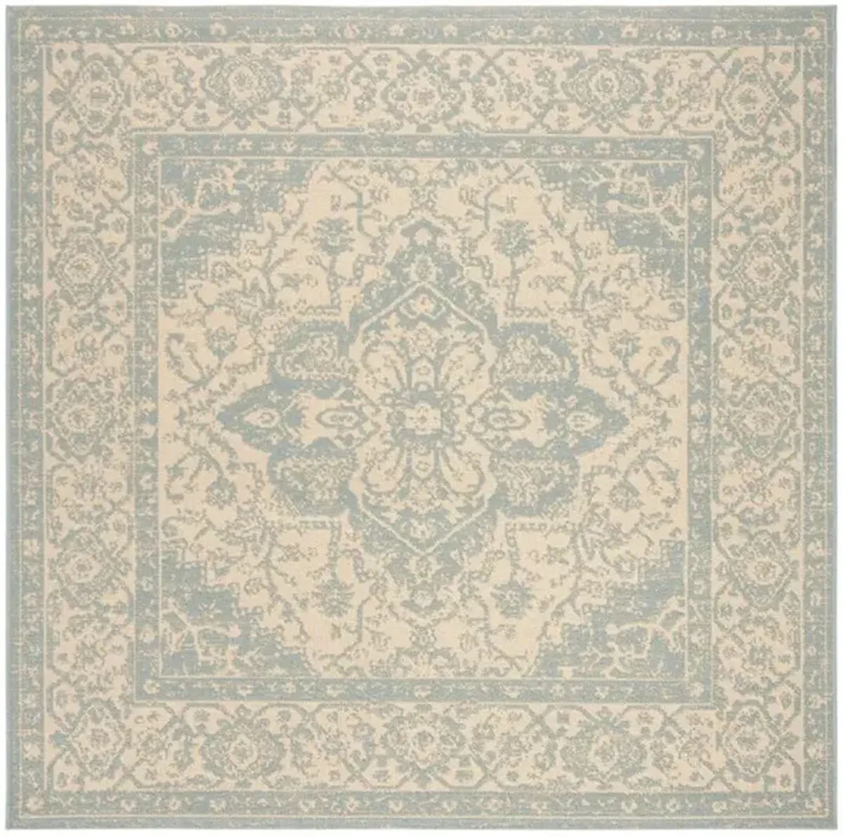 LINDEN 137 Collection LND137L-6SQ Cream / Aqua 6'-7" X 6'-7" Square