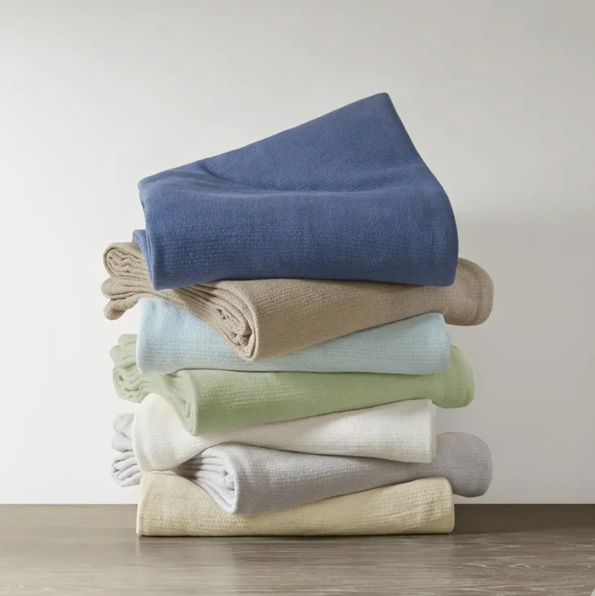 Madison Park Freshspun Basketweave Khaki Cotton Blanket