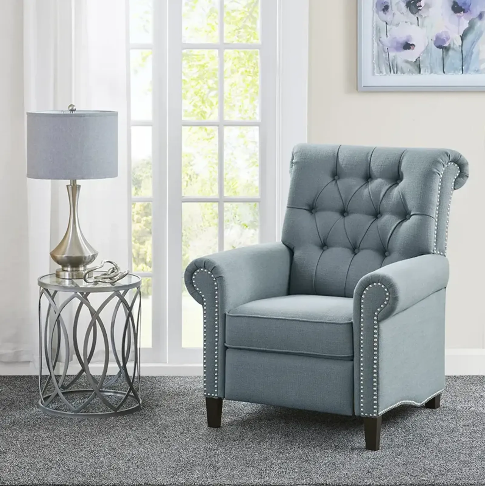 Madison Park Aidan Blue Recliner