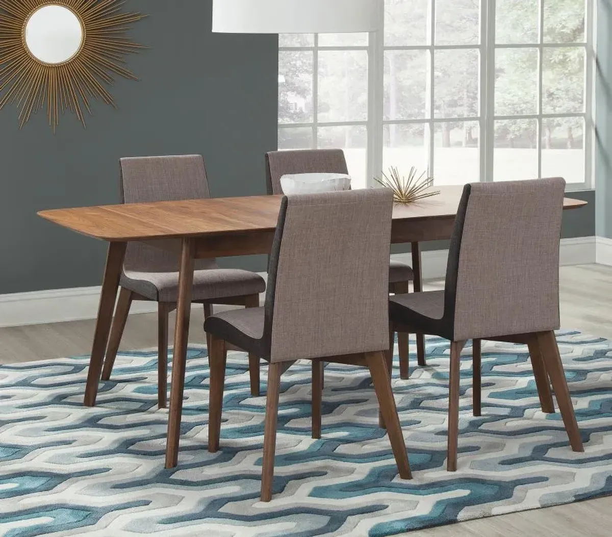 Redbridge 5-piece Dining Room Set Natural Walnut and Grey