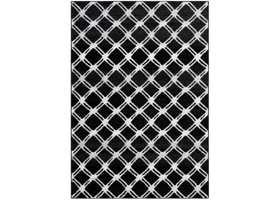 Adirondack Contemporary Black / Light Grey 8' X 10' Powerloomed Rug