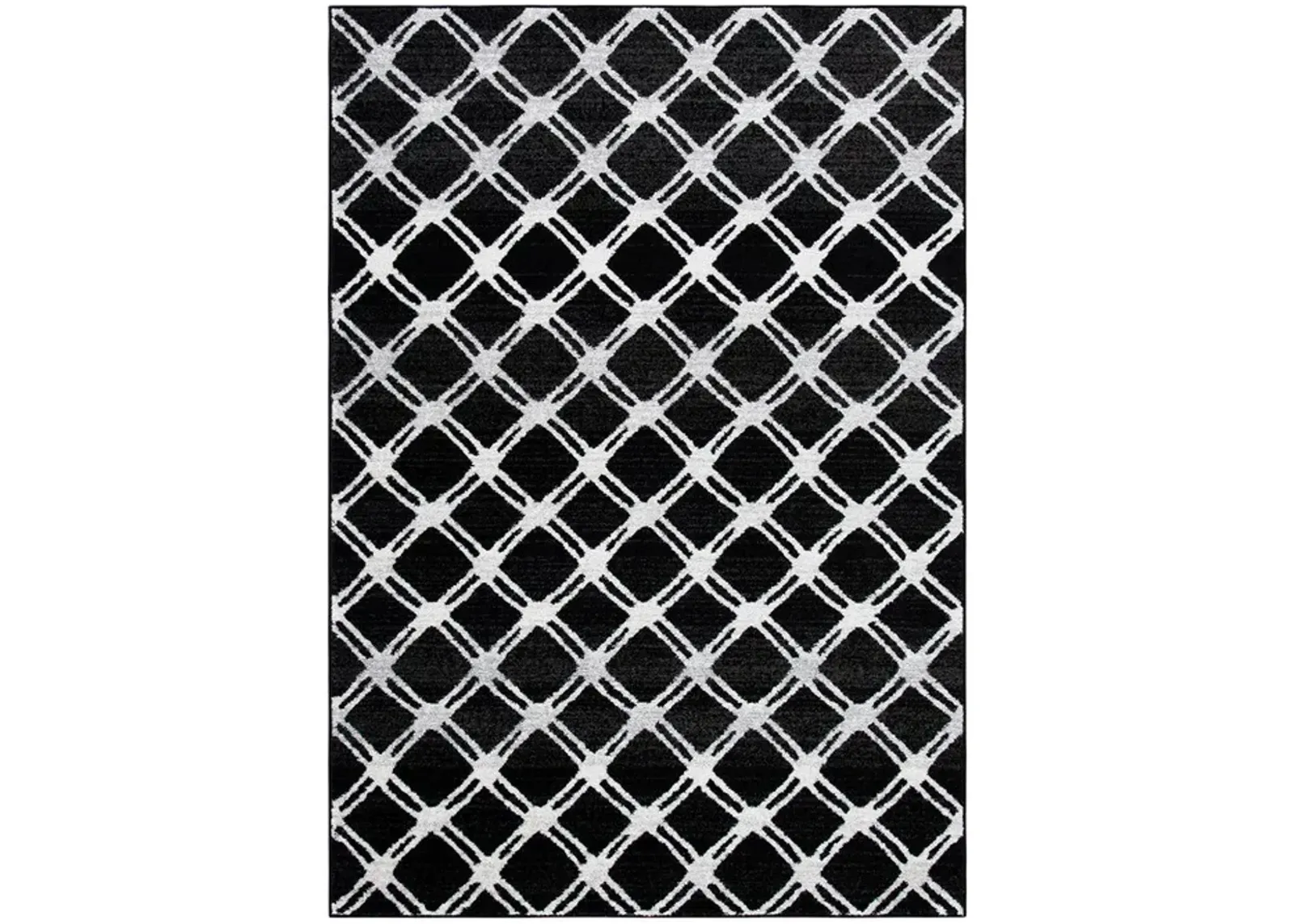 Adirondack Contemporary Black / Light Grey 8' X 10' Powerloomed Rug