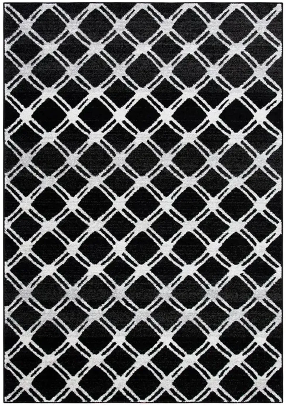 Adirondack Contemporary Black / Light Grey 8' X 10' Powerloomed Rug