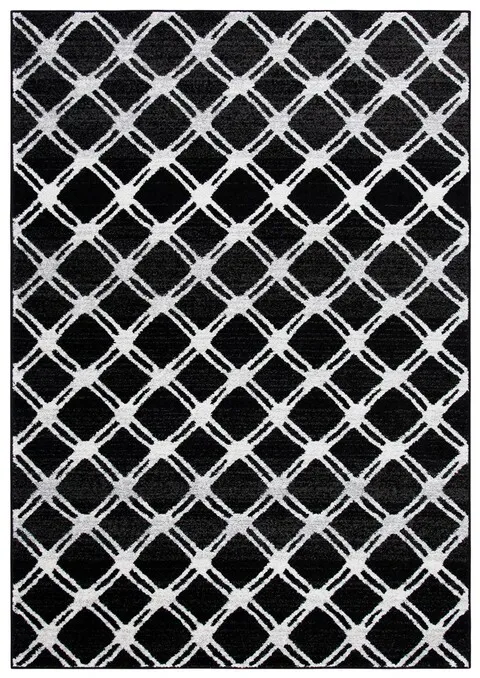 Adirondack Contemporary Black / Light Grey 8' X 10' Powerloomed Rug