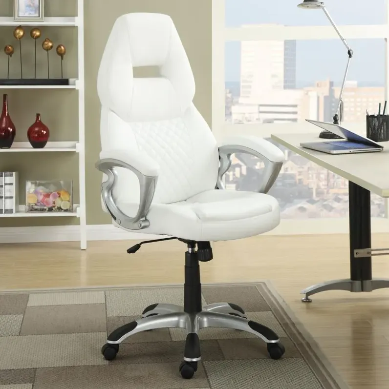 Bruce Adjustable Height Office Chair White and Silver