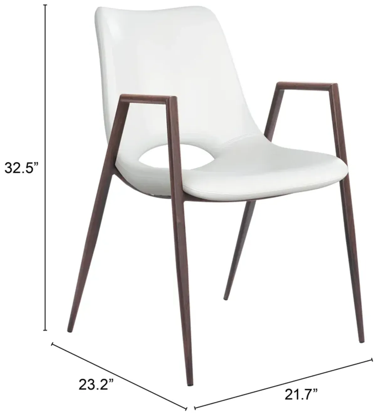 Desi Dining Chair (Set of 2) White & Walnut