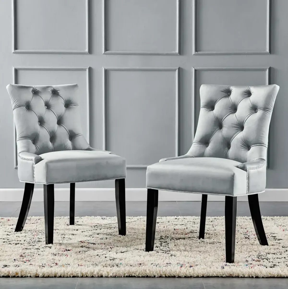 Regent Tufted Performance Velvet Dining Side Chairs - Set of 2