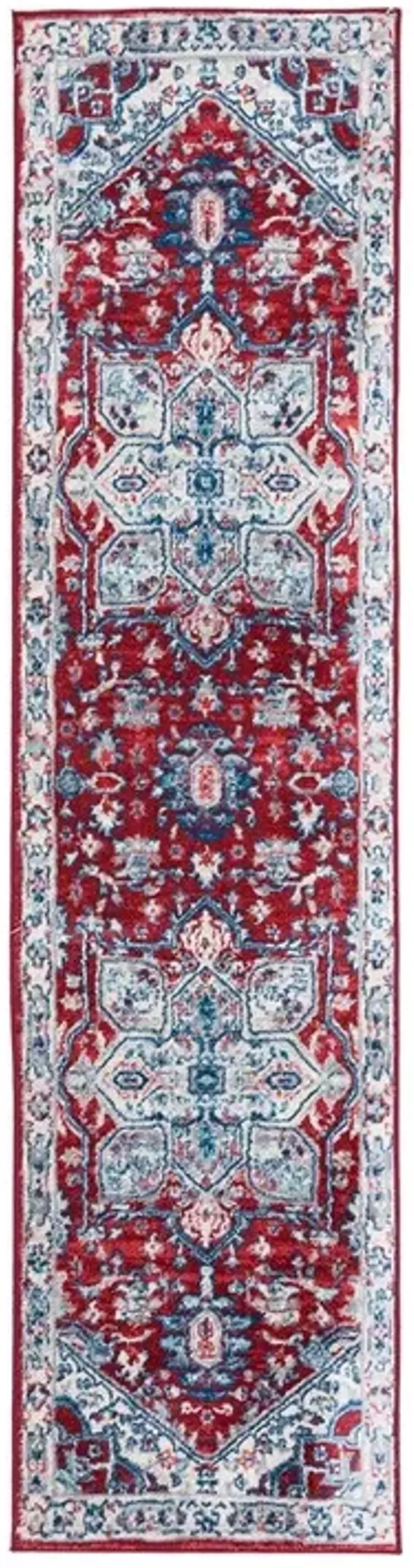 Brentwood 852 Red / Ivory 2' X 8' Runner Powerloomed Rug