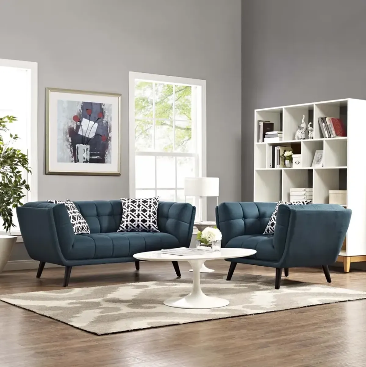 Bestow 2 Piece Upholstered Fabric Loveseat and Armchair Set