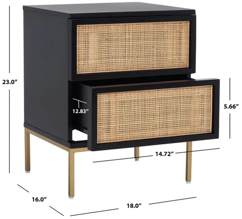 ZADIE 2 DRAWER RATTAN NIGHTSTAND