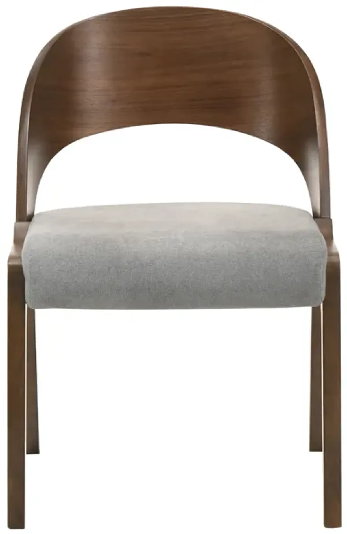 Polly Mid-Century Gray Upholstered Dining Chairs in Walnut Finish - Set of 2