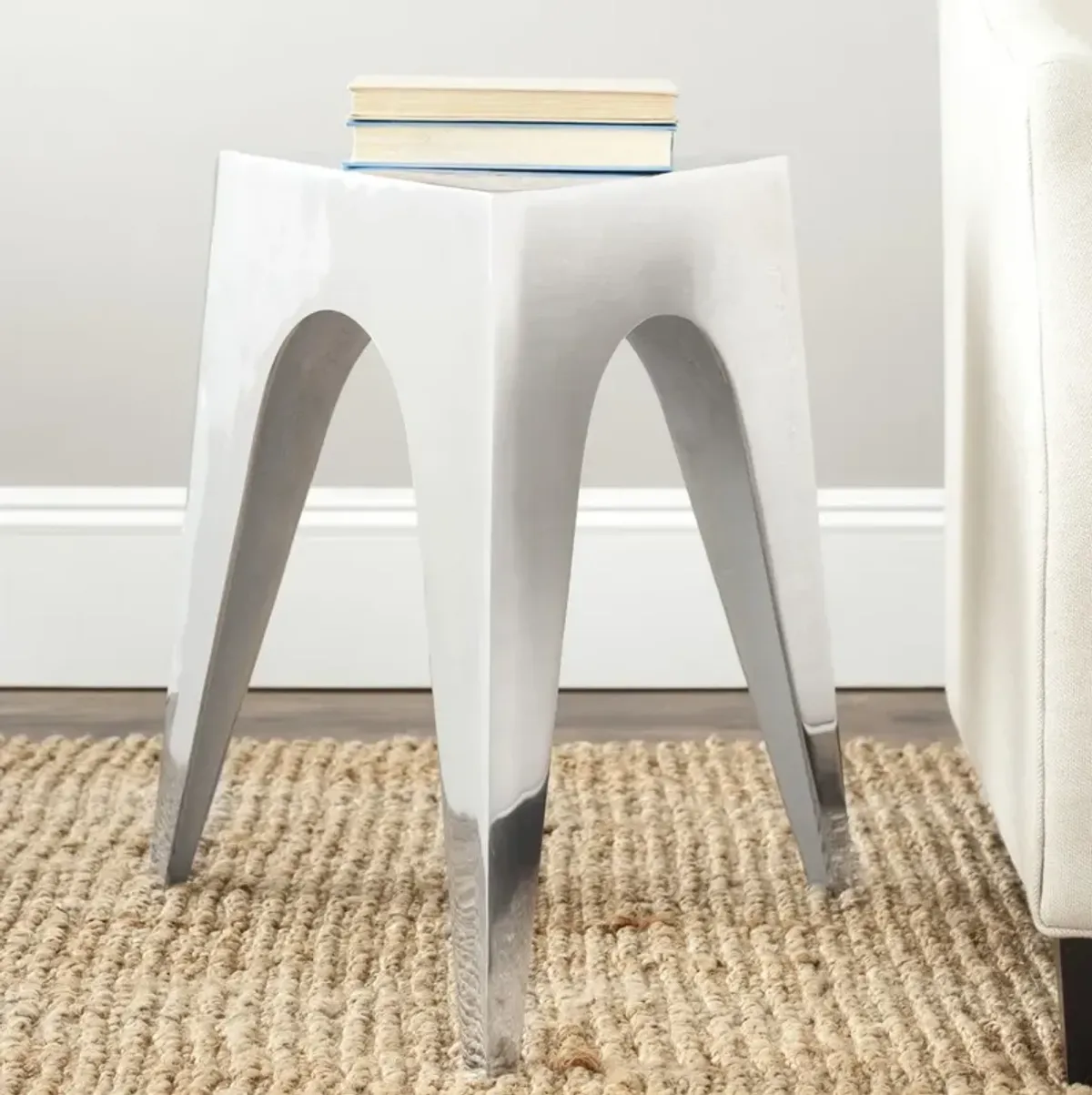 INDIUM TRIANGLE ALUMINUM SIDE TABLE