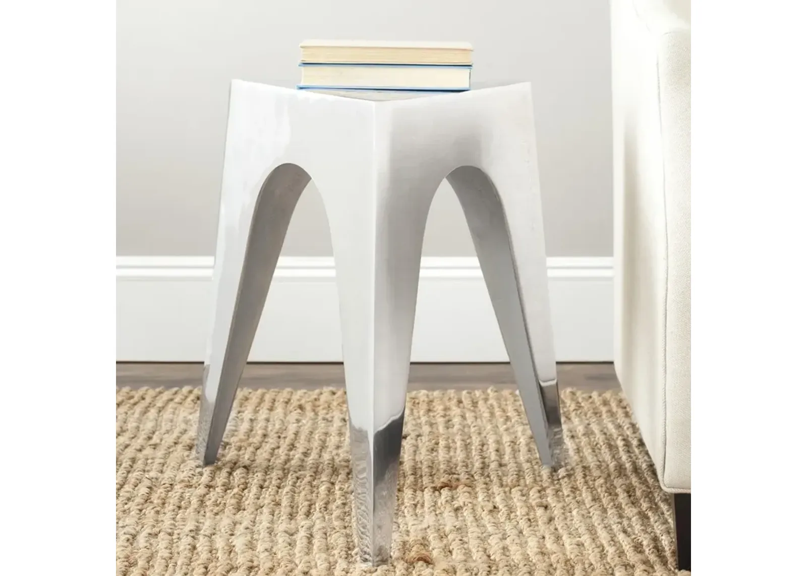 INDIUM TRIANGLE ALUMINUM SIDE TABLE