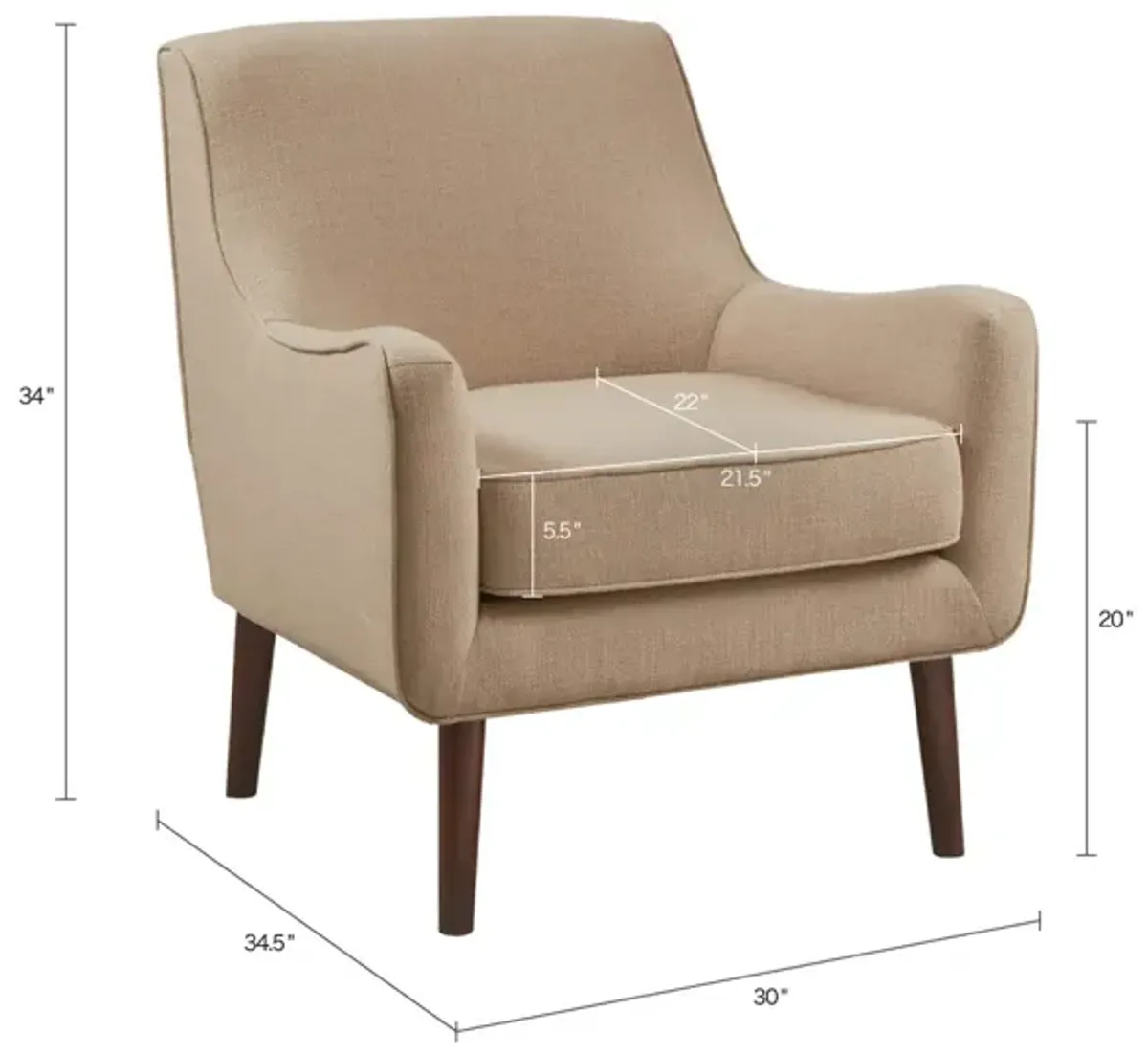 Madison Park Oxford Sand Mid-Century Accent Chair