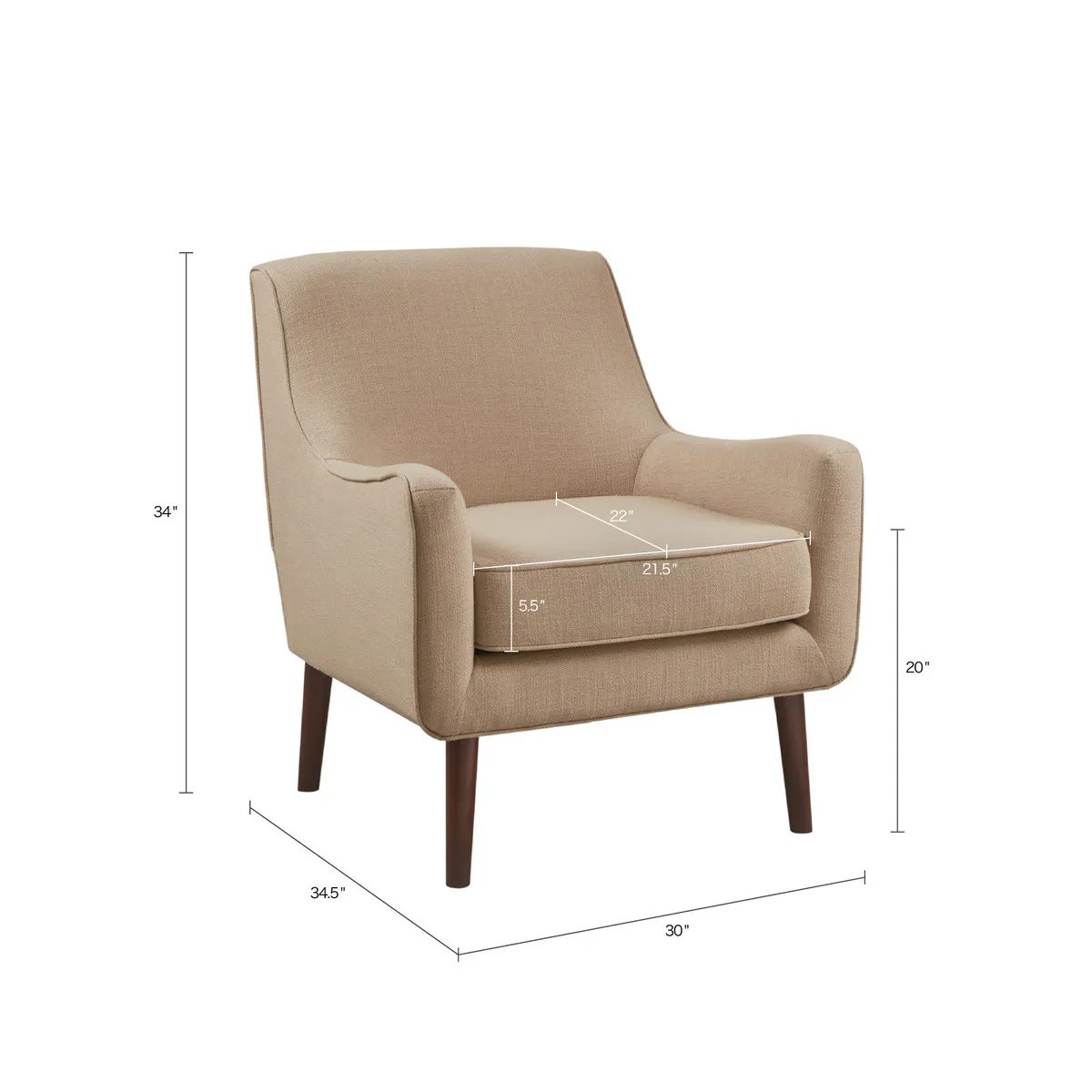 Madison Park Oxford Sand Mid-Century Accent Chair