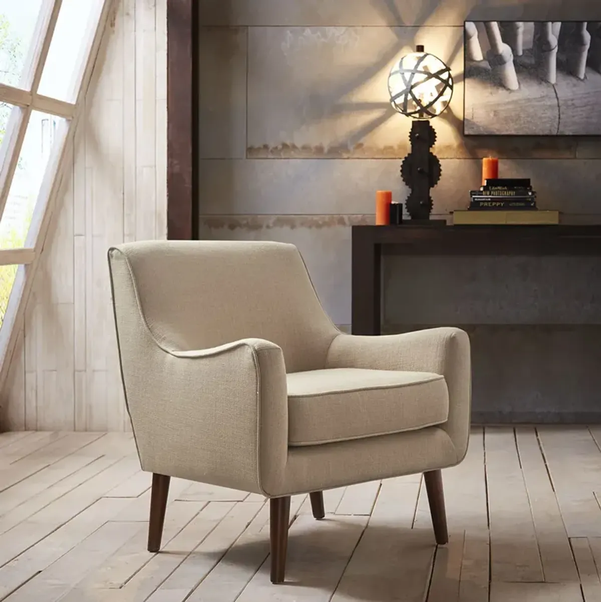 Madison Park Oxford Sand Mid-Century Accent Chair